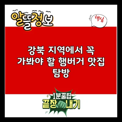 강북 지역에서 꼭 가봐야 할 햄버거 맛집 탐방