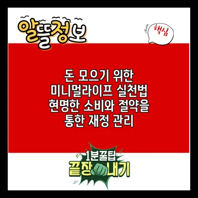 돈 모으기 위한 미니멀라이프 실천법: 현명한 소비와 절약을 통한 재정 관리