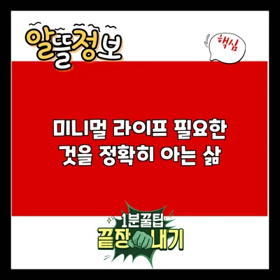 미니멀 라이프: 필요한 것을 정확히 아는 삶