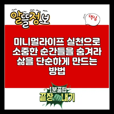 미니멀라이프 실천으로 소중한 순간들을 숨겨라: 삶을 단순하게 만드는 방법