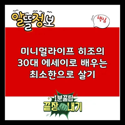 미니멀라이프: 히조의 30대 에세이로 배우는 최소한으로 살기