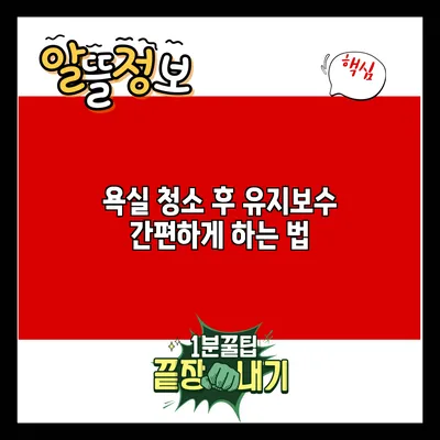 욕실 청소 후 유지보수 간편하게 하는 법