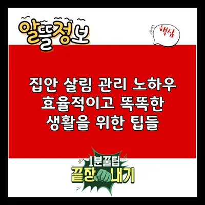 집안 살림 관리 노하우: 효율적이고 똑똑한 생활을 위한 팁들