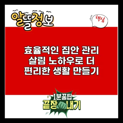 효율적인 집안 관리: 살림 노하우로 더 편리한 생활 만들기