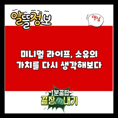 미니멀 라이프, 소유의 가치를 다시 생각해보다