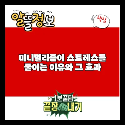 미니멀리즘이 스트레스를 줄이는 이유와 그 효과