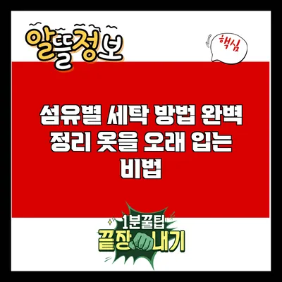 섬유별 세탁 방법 완벽 정리: 옷을 오래 입는 비법