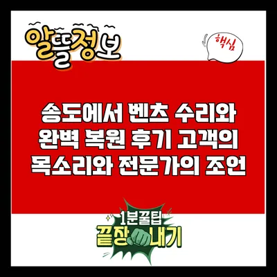 송도에서 벤츠 수리와 완벽 복원 후기: 고객의 목소리와 전문가의 조언