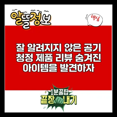 잘 알려지지 않은 공기 청정 제품 리뷰: 숨겨진 아이템을 발견하자