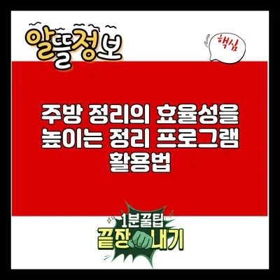 주방 정리의 효율성을 높이는 정리 프로그램 활용법