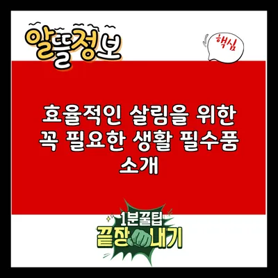 효율적인 살림을 위한 꼭 필요한 생활 필수품 소개