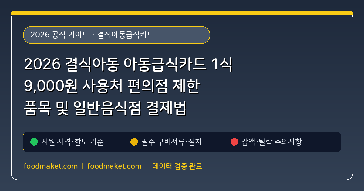 2026 결식아동 아동급식카드 1식 9,000원 사용처 편의점 제한 품목 및 일반음식점 결제법